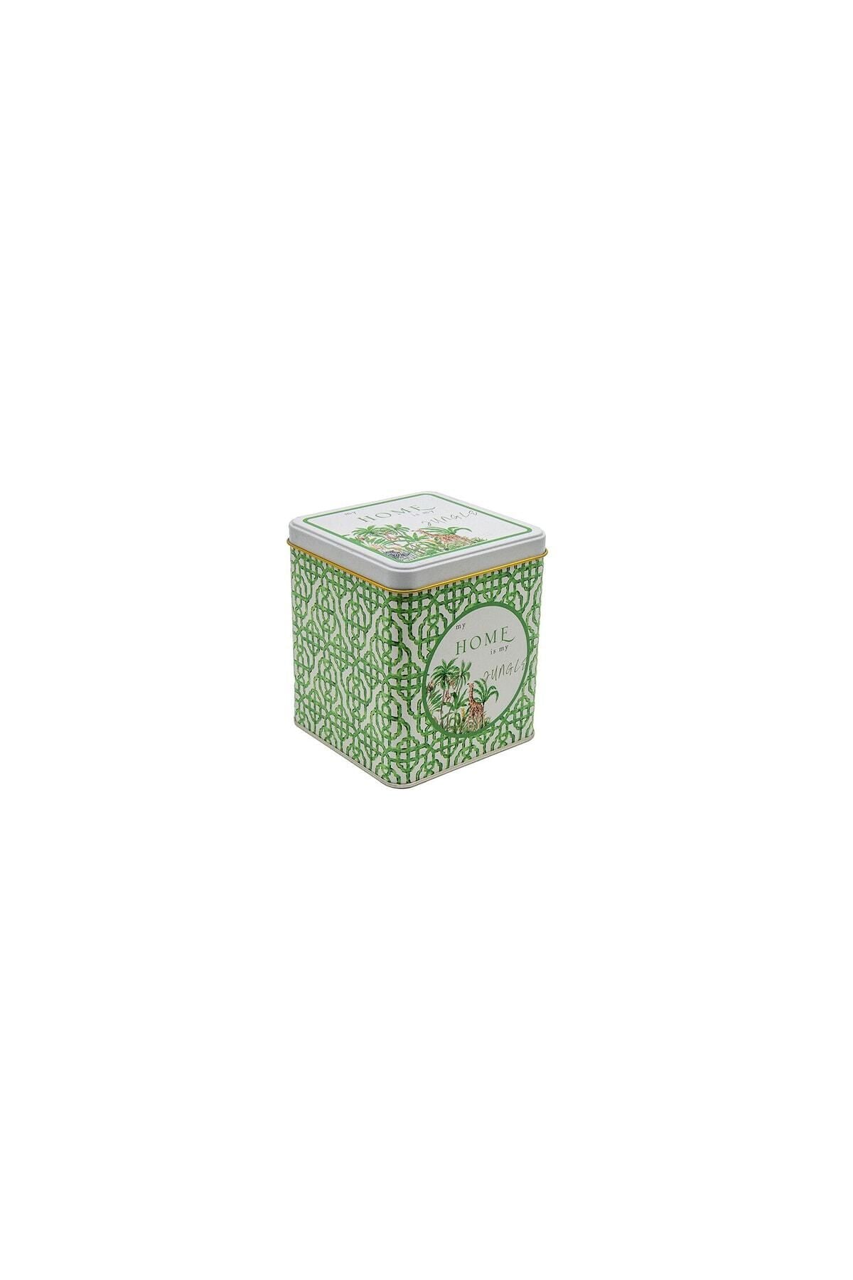 Er024-8ı Forrest Green Home Desenli Kare Metal Saklama Kabı 12x12 Cm