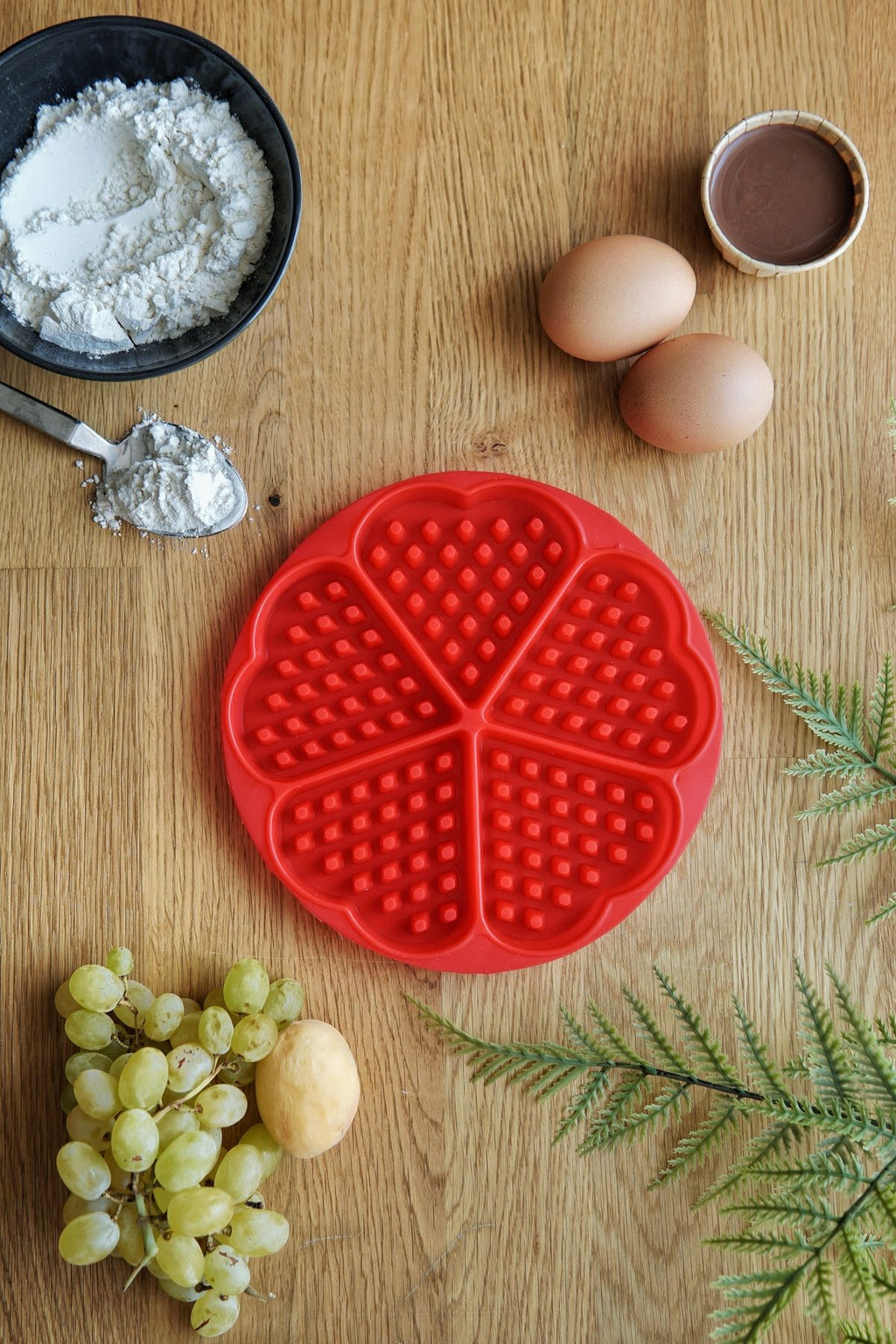 Waffle Kalıbı, Platinum Silikon, 18 x 1,5 cm, Kırmızı