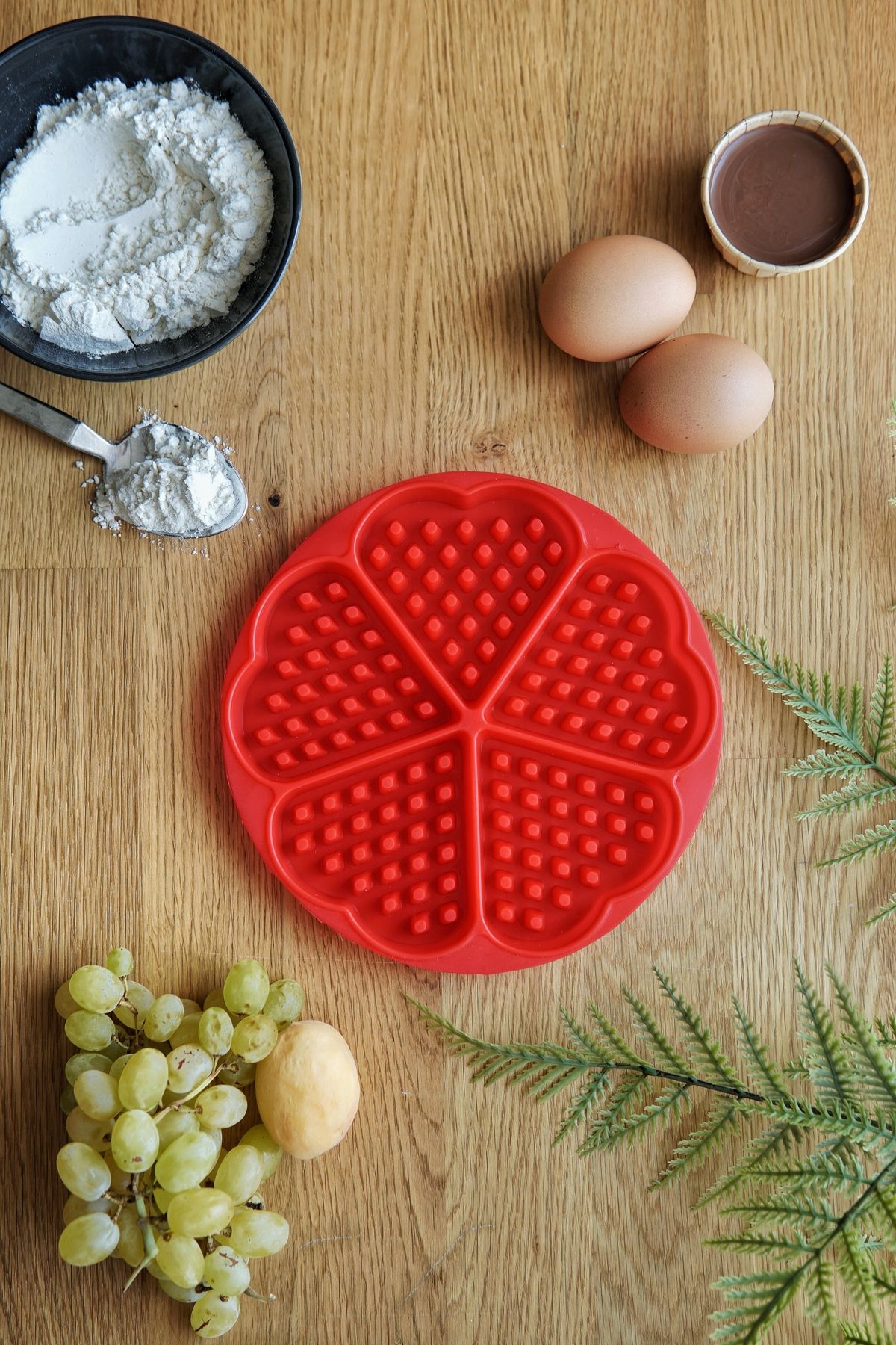 Waffle Kalıbı, Platinum Silikon, 18 x 1,5 cm, Kırmızı