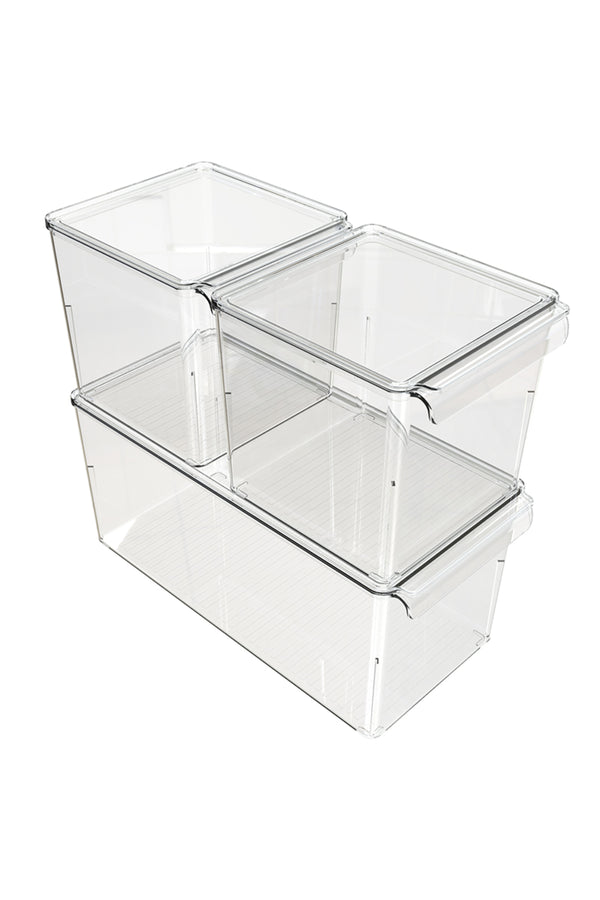 Primanova M-E73-S1-16 3Lü Kapaklı Düzenleyici Set - Şeffaf
