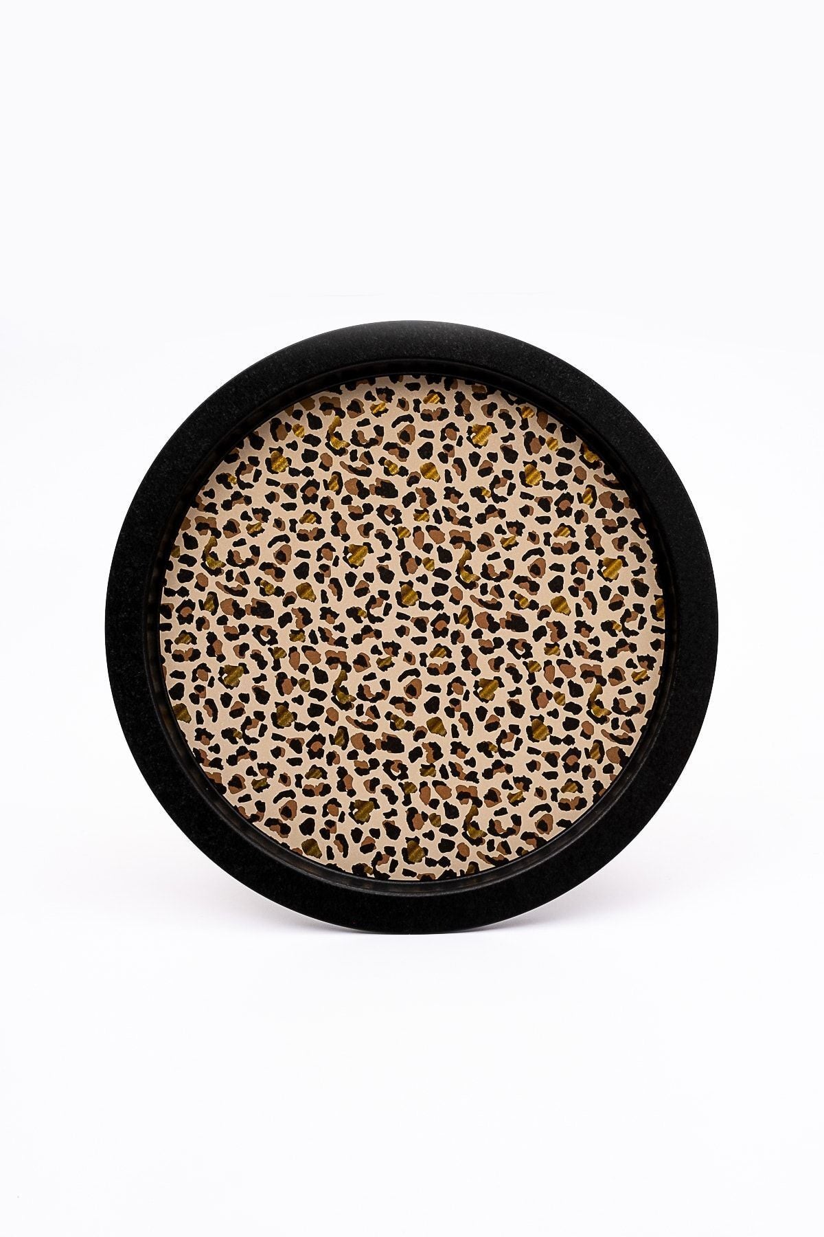 Leo Desenli Yuvarlak Metal Tepsi - Çay Kahve Tepsisi - Sunum Tepsisi 37 Cm Ee163-v4