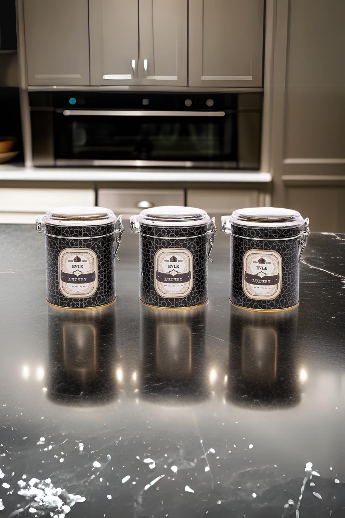 Evle Silindir Saklama Kabı Kilitli Ø105 3 lü Set