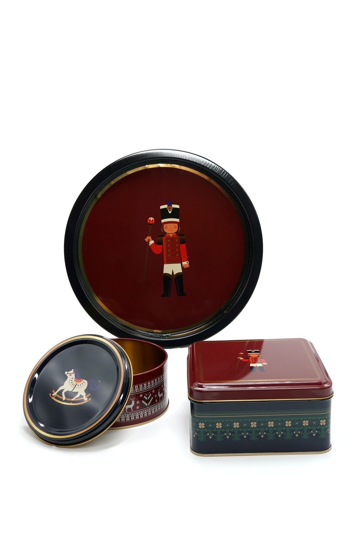 3 Lü Yılbaşı Set, 15.8 X 15.8 X 8 Cm, Ø14 X 7 Cm, Ø31.5 Cm Tepsi Erb571r