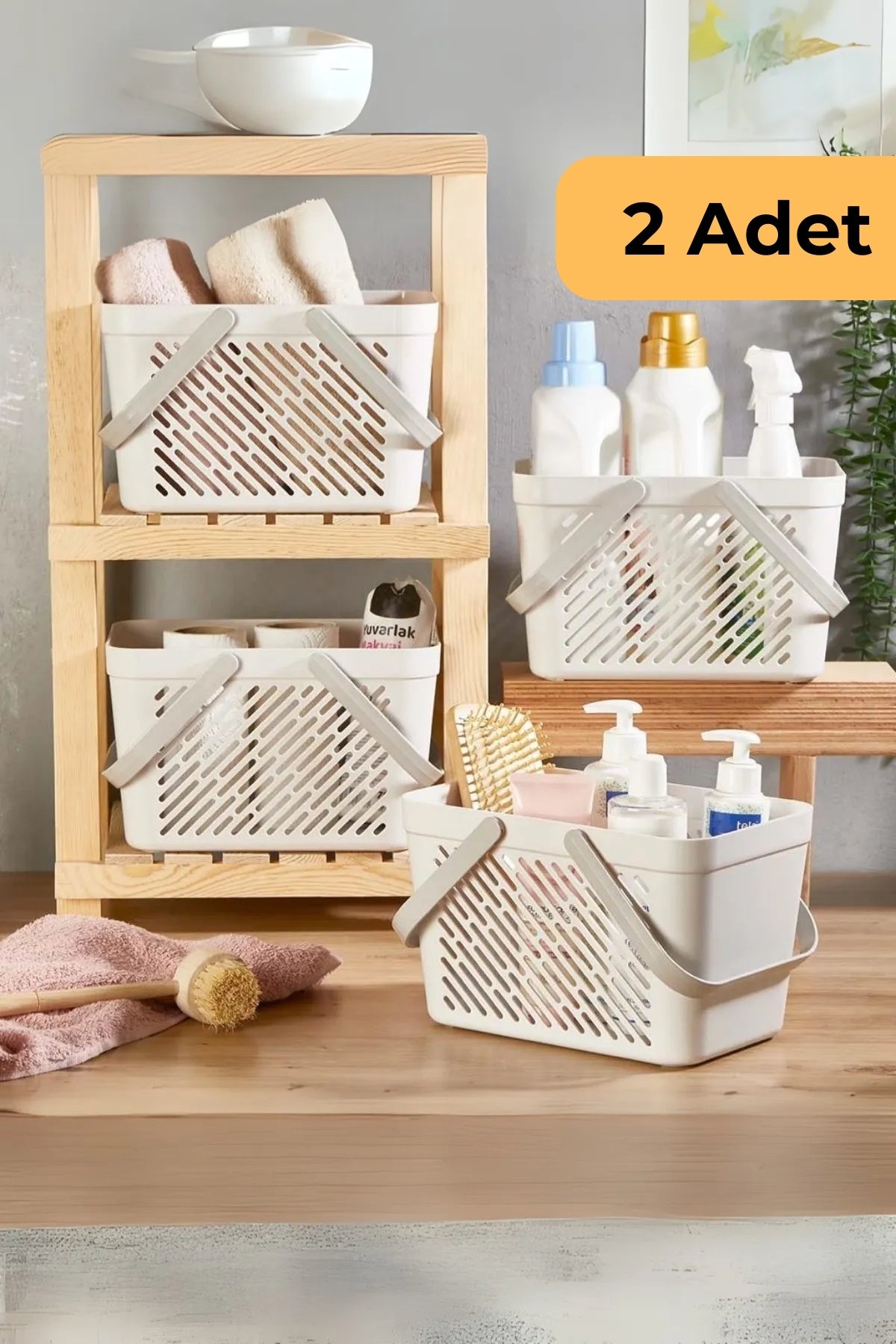 Çift Kulplu Çok Amaçlı Sepet, 2'li Set