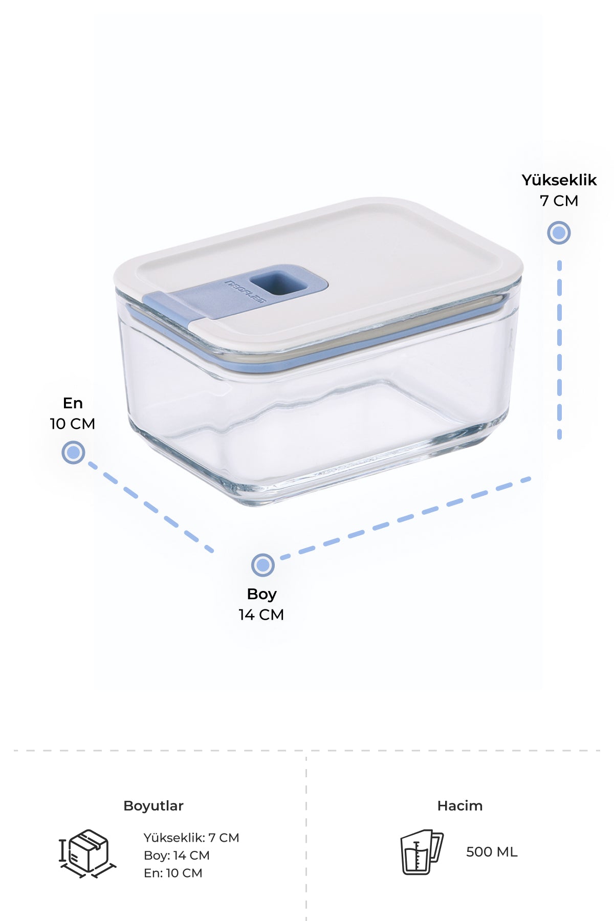 Neoflam Perfect Seal Cam Saklama Kabı 500Ml