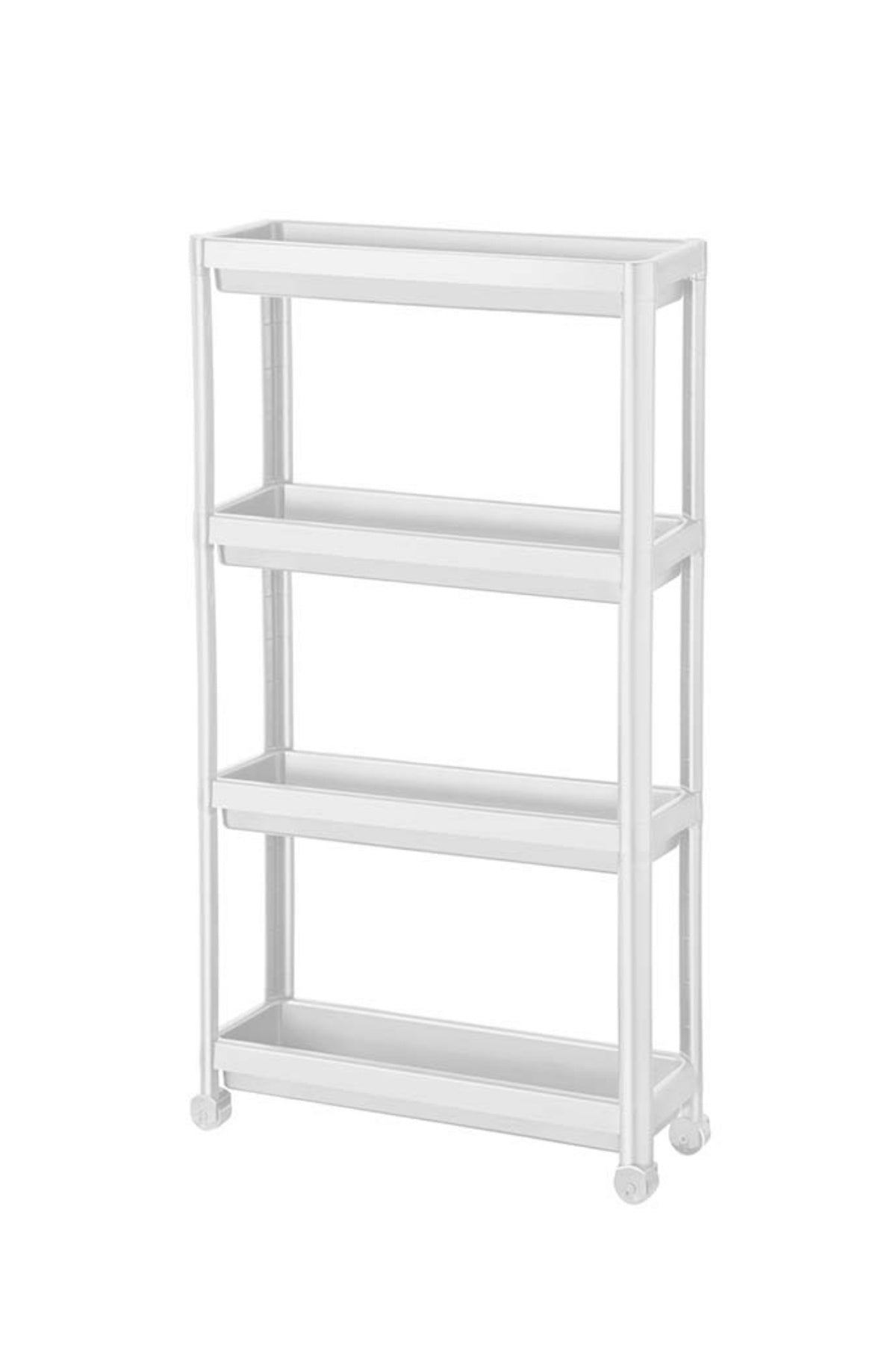 Evle 4 Katlı Tekerlekli Slim Raf Modüler Banyo Rafı, Mutfak Rafı