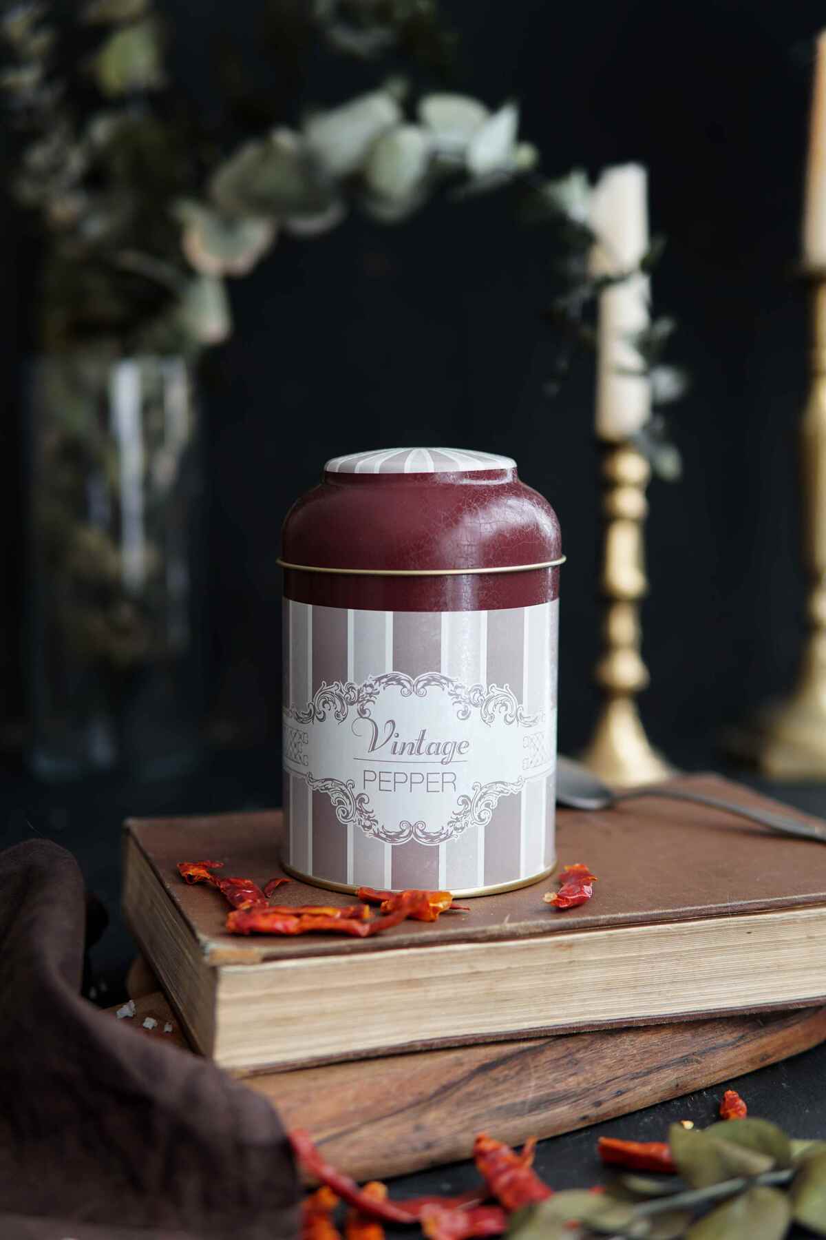 Yuvarlak Metal Saklama Kabı, Ø 9 x 11 cm, Kubbe Kapak, 0,6 lt