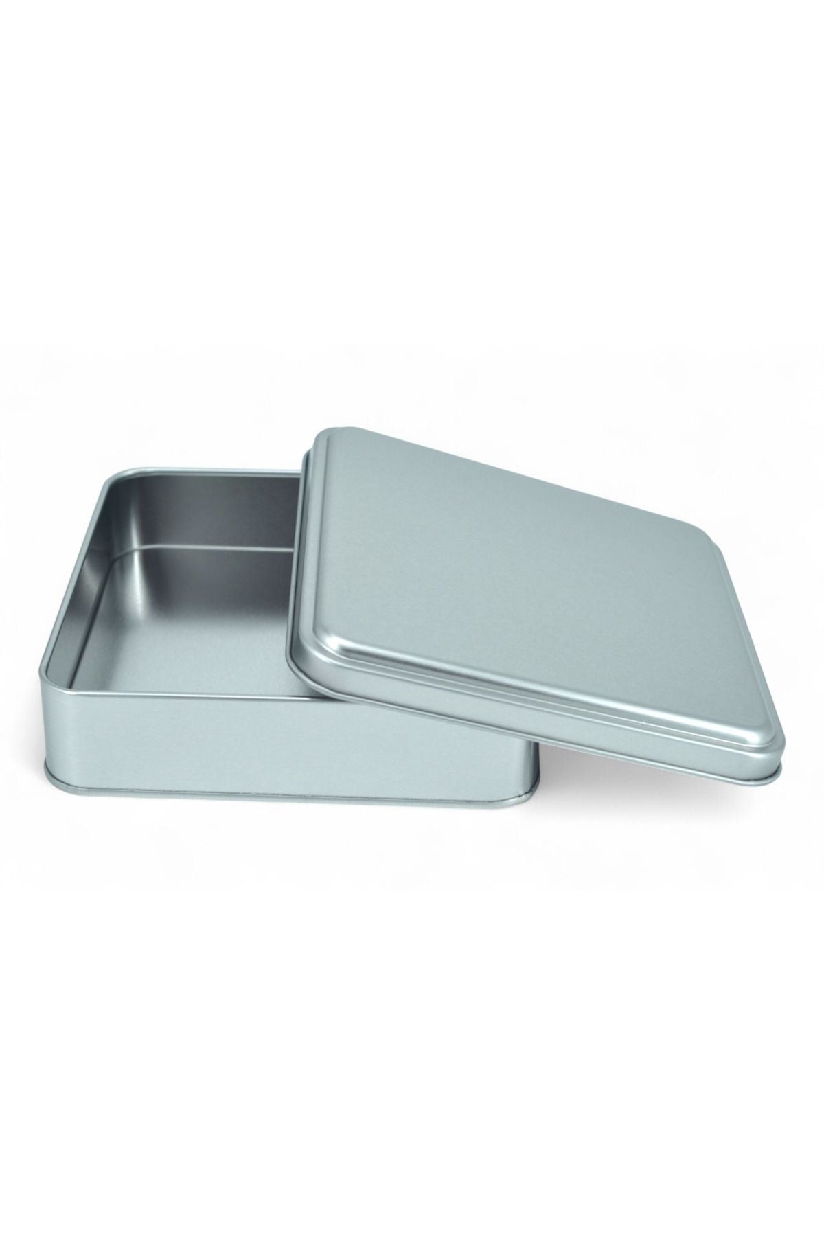 158x158x47 mm Metal Kapaklı Baskısız Metal Kutu, Mat Silver, 72 Adet