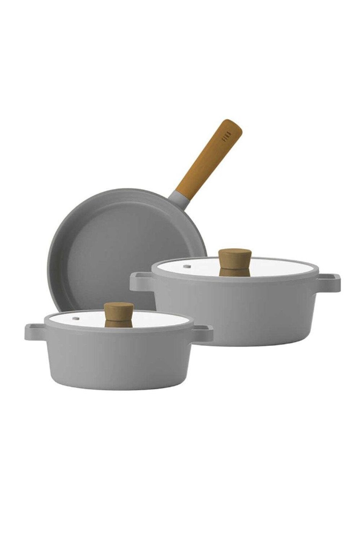 Neoflam D-NEOGS5 Fika Gri Tencere Ve Tava Seti 5 Parça