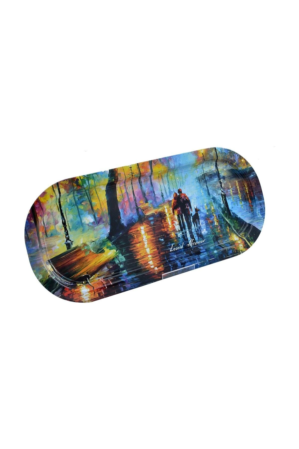 Ef168-04 Afremov Venice Desenli Oval Tepsi 16x35 Cm