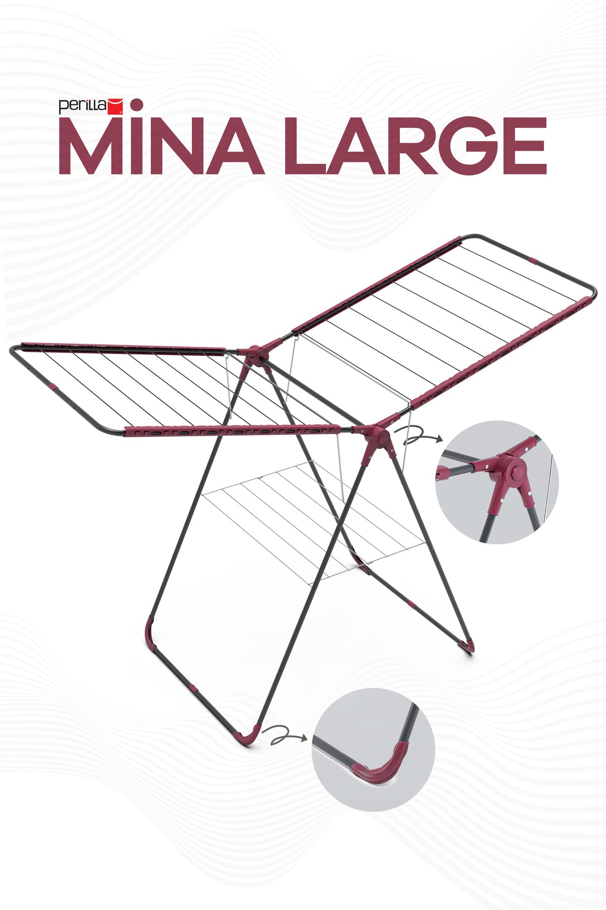 Mina Large Çelik Katlanabilir Çamaşır Kurutmalık – 20m Kapasite