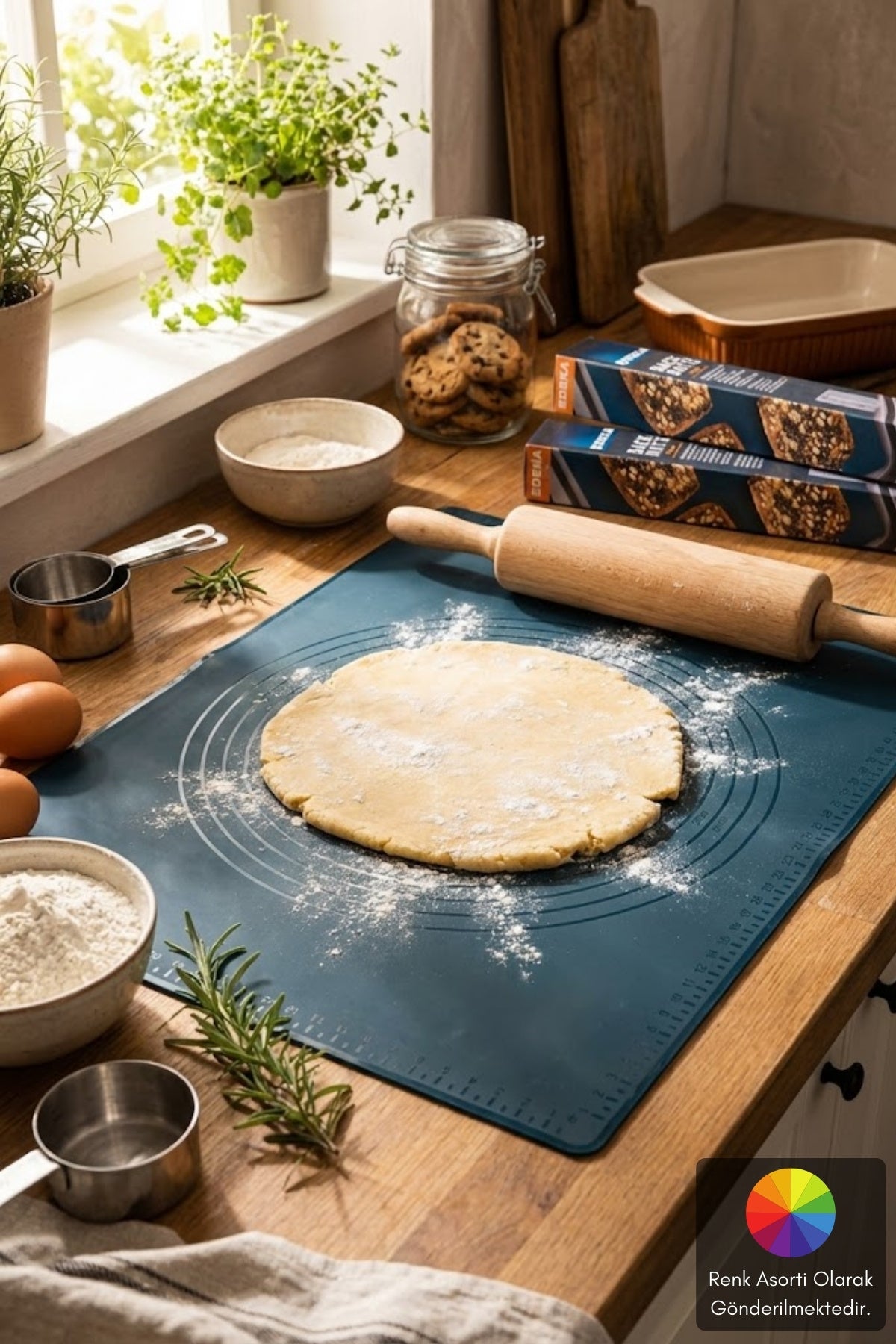 Ölçülü Hamur Açma Matı , Platinium Silikon, 42x35 cm