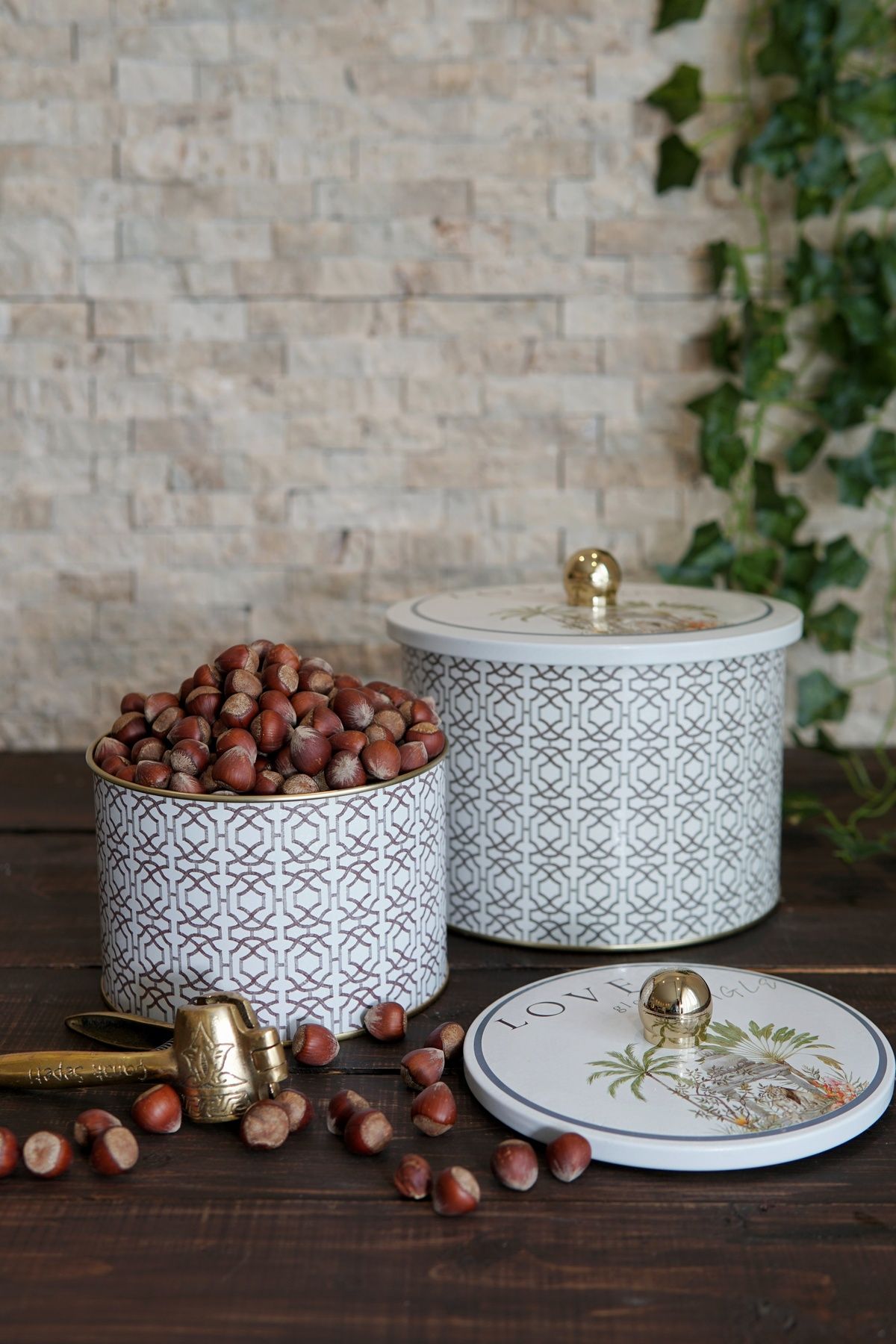 Forrest Desenli Metal Saklama Kabı Seti - 2'li Set (1,3 Lt - 2,9 Lt) ERB53U3