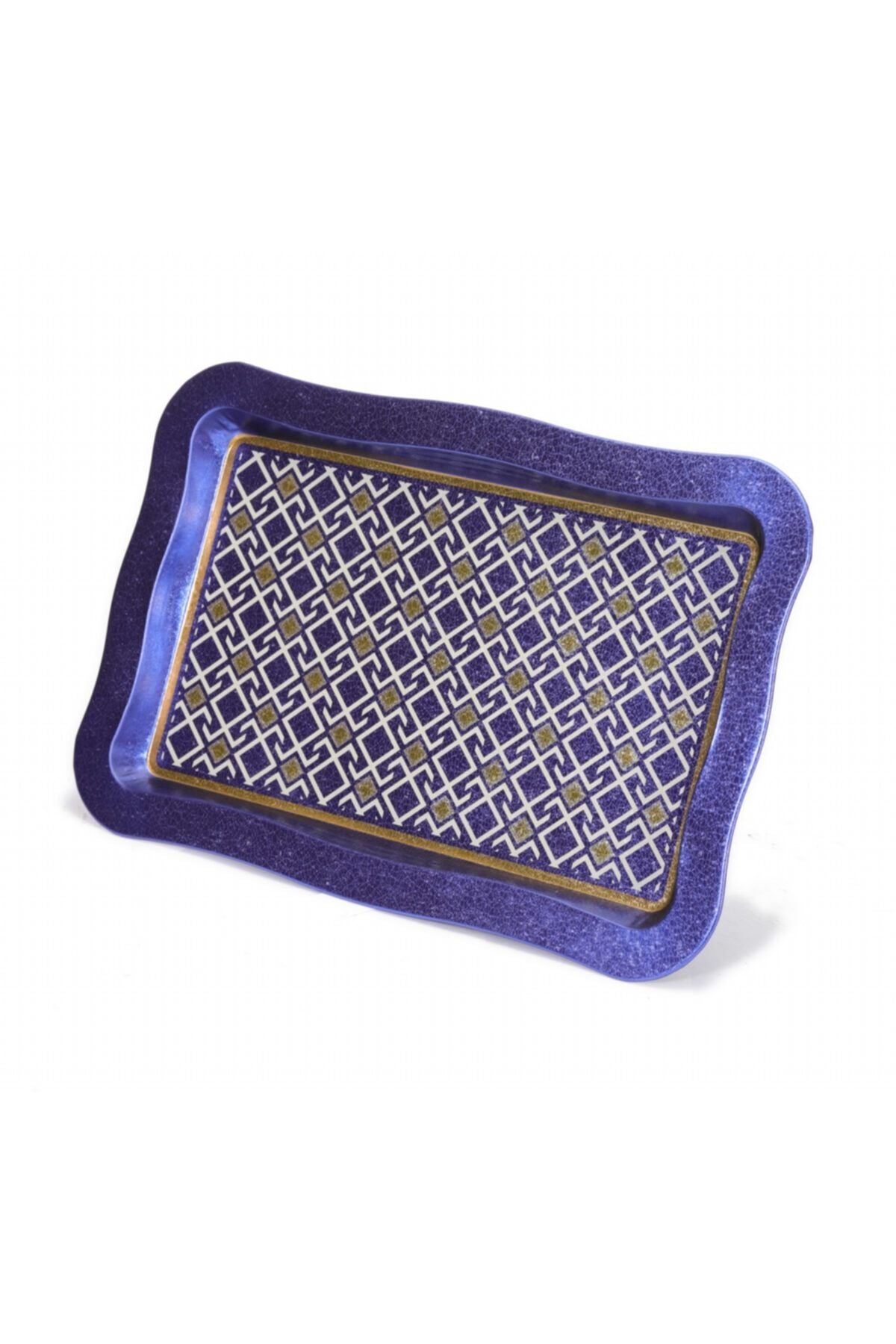 Ef165-93 Turkish Blue_swt Home Desenli Dikdörtgen Tepsi 24x36 Cm