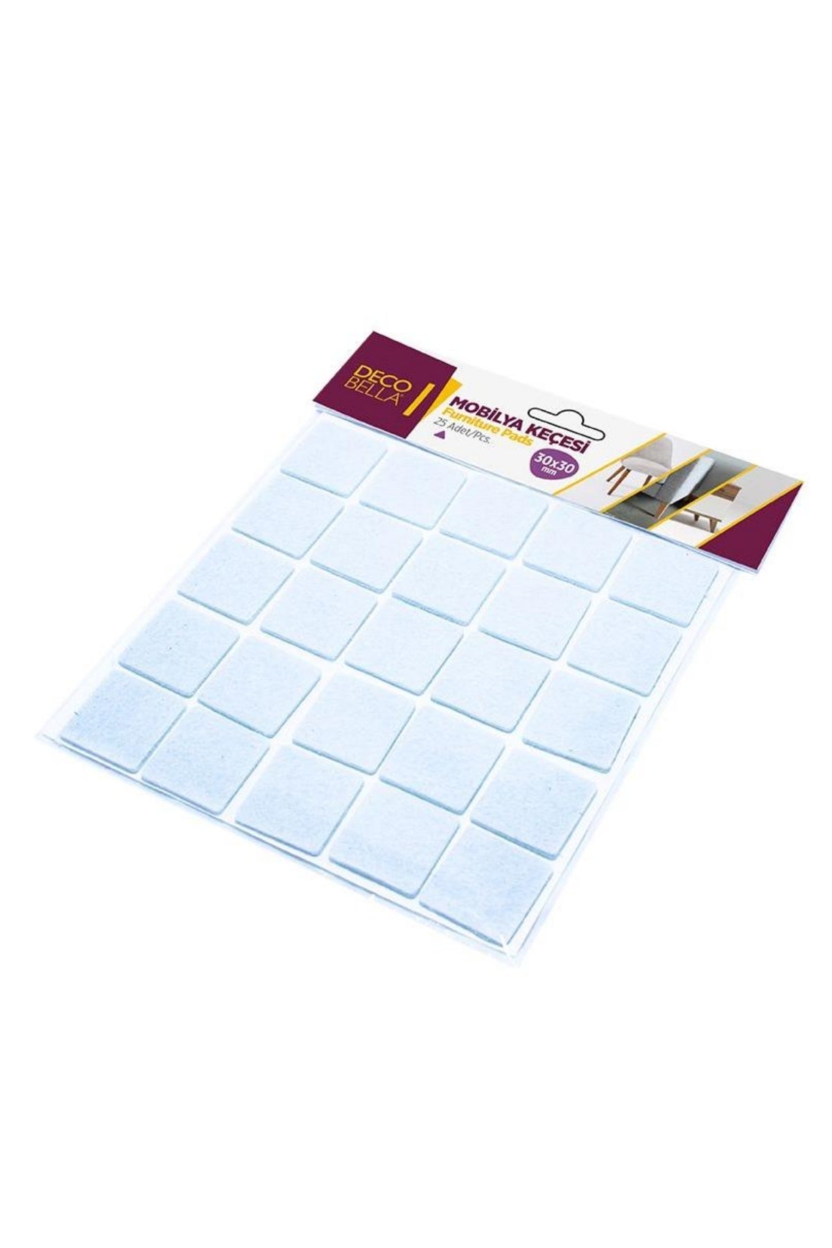 Evle 30 x 30 mm Kare Keçe, Parke Çizilme Önleyici Keçe