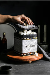 Er023-6d Mosaic Sugar Desenli Kare Metal Saklama Kabı 12x12 Cm