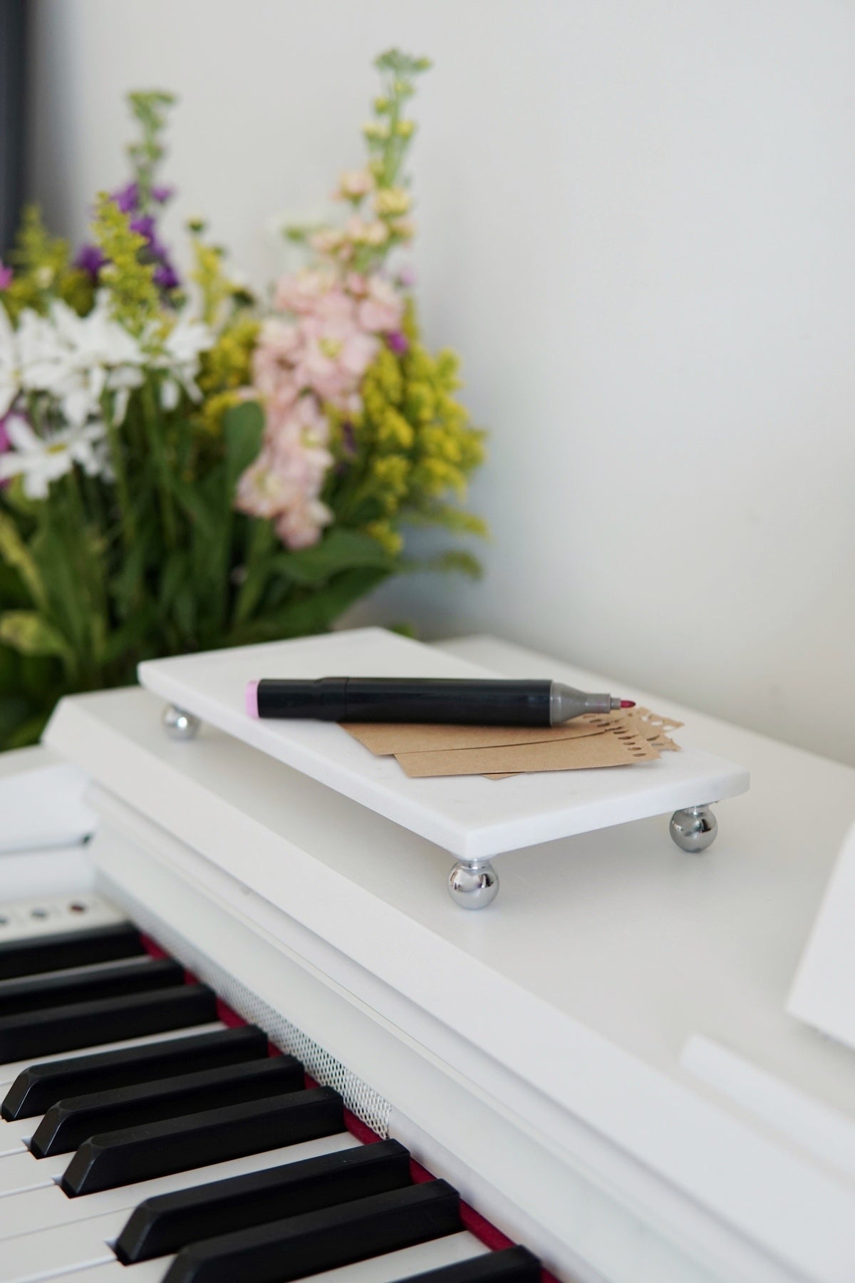 Beyaz Mermer Dikdörtgen Sunum Tabağı 24x12 cm | Çok Amaçlı Dekoratif Stand