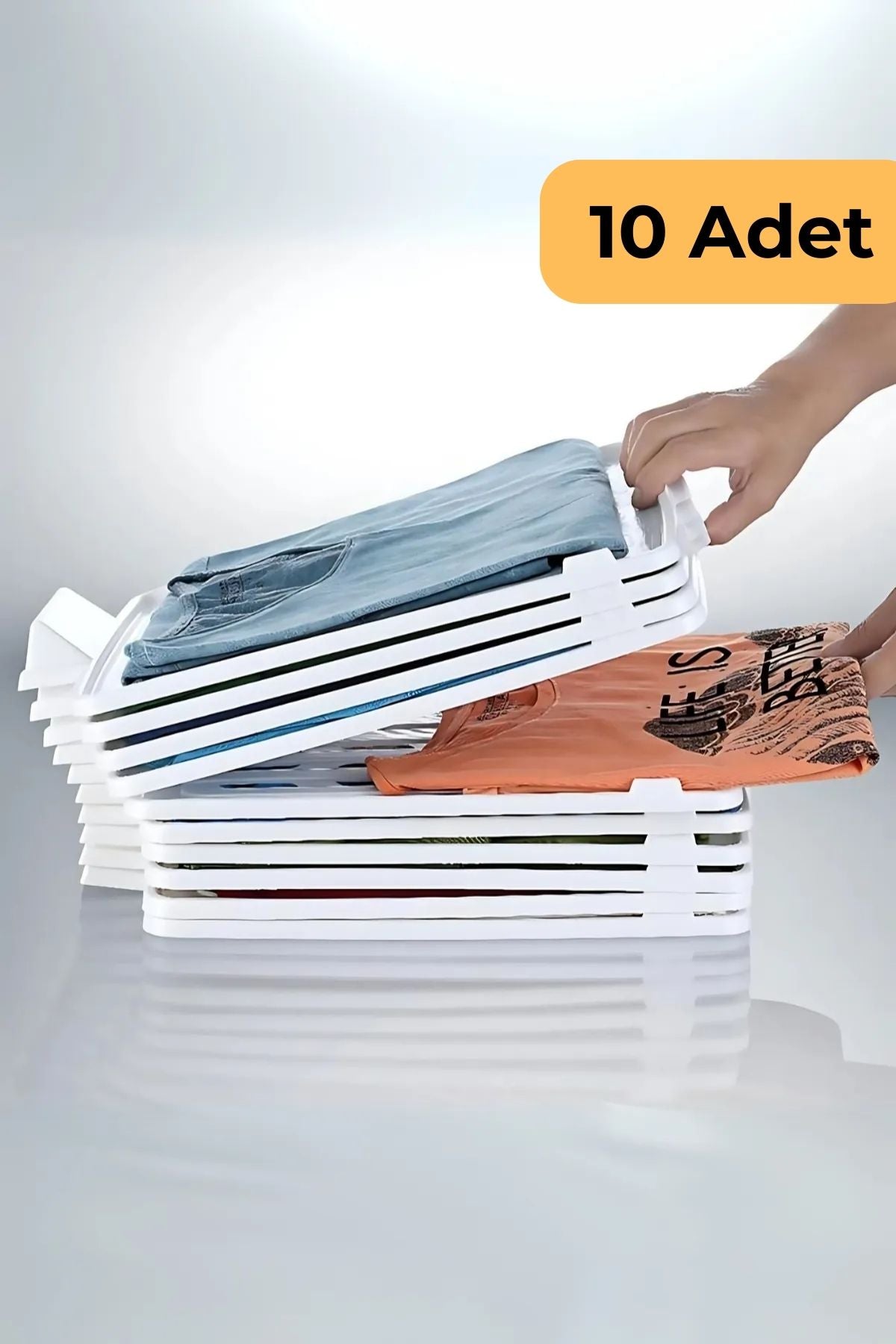 Beyaz T-Shirt Düzenleyici 10'lu Set, Beyaz TR Plastik