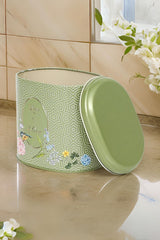 Ef004-d7 Blooming Green Desenli Oval Metal Saklama Kabı 11x15 Cm