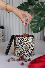 Er004-v4 Leo Desenli Oval Metal Saklama Kabı 11x15 Cm