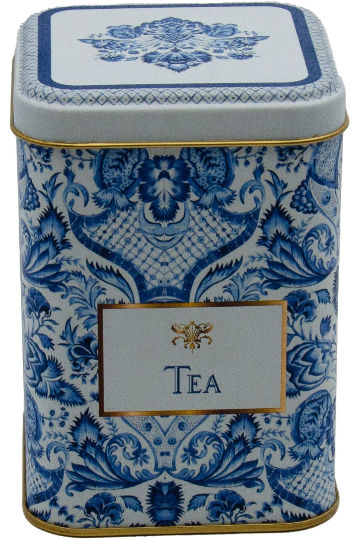 Er008-y2 Azulejos Tea Desenli Kare Metal Saklama Kabı 8x8 Cm