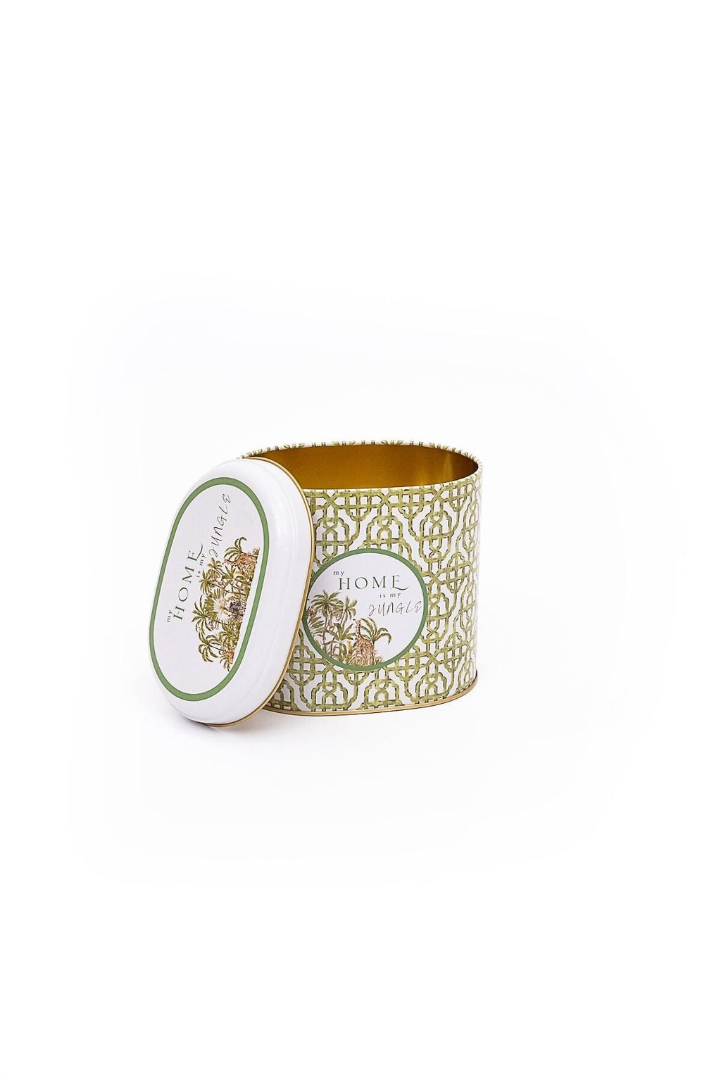 Er004-8ı Forrest Green Home Desenli Oval Metal Saklama Kabı 11x15 Cm