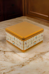 Er028-1n Bird Cage Gold Desenli Kare Metal Saklama Kabı 20x20 Cm
