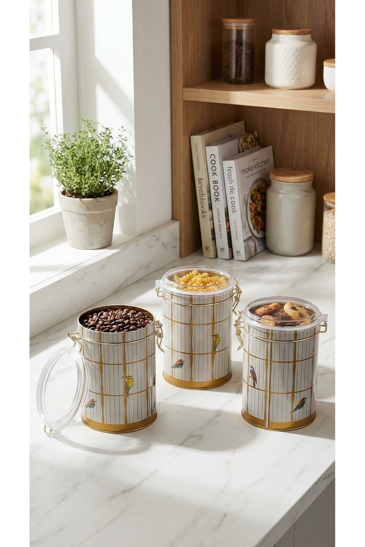 Evle Silindir Saklama Kabı Kilitli Ø105 3 lü Set