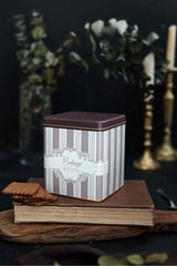 Er024-3j Elegance Biscuits Desenli Kare Metal Saklama Kabı 12x12 Cm