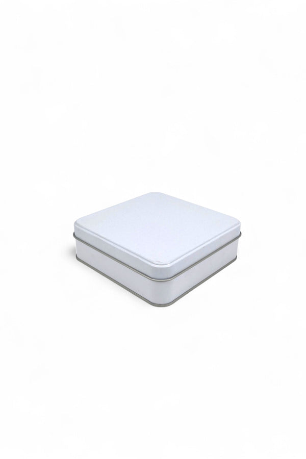 Kontensan 120x120x41 mm Metal Kapaklı Baskısız Metal Kutu, Mat Beyaz, 144 Adet