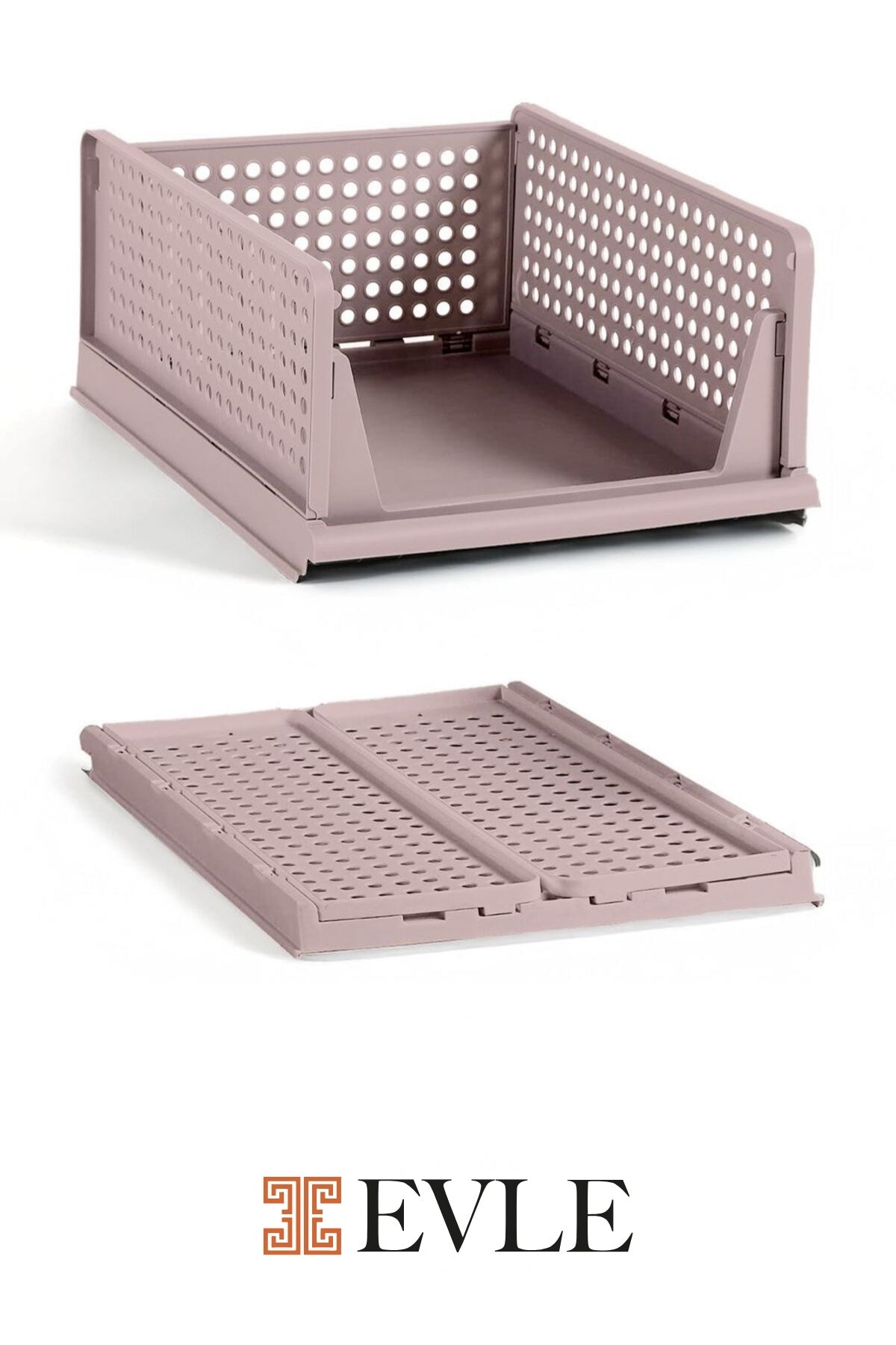 3'lü Mavi Modüler Raf Seti – Kayar Mekanizmalı Dolap İçi Düzenleyici, Pudra, 33,5 x 43 x 55.5 cm