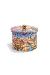 Ef145-03 Afremov River Desenli Yuvarlak Metal Saklama Kabı 17.5 Cm