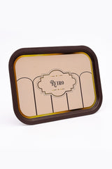 Retro Desenli Metal Tepsi - Çay Kahve Tepsisi - Sunum Tepsisi 28 Cm X 40 Cm Ee164-u6