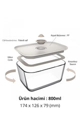 Prima Nova Fika Clık Dikdörtgen Saklama Kabı 800ml Bej