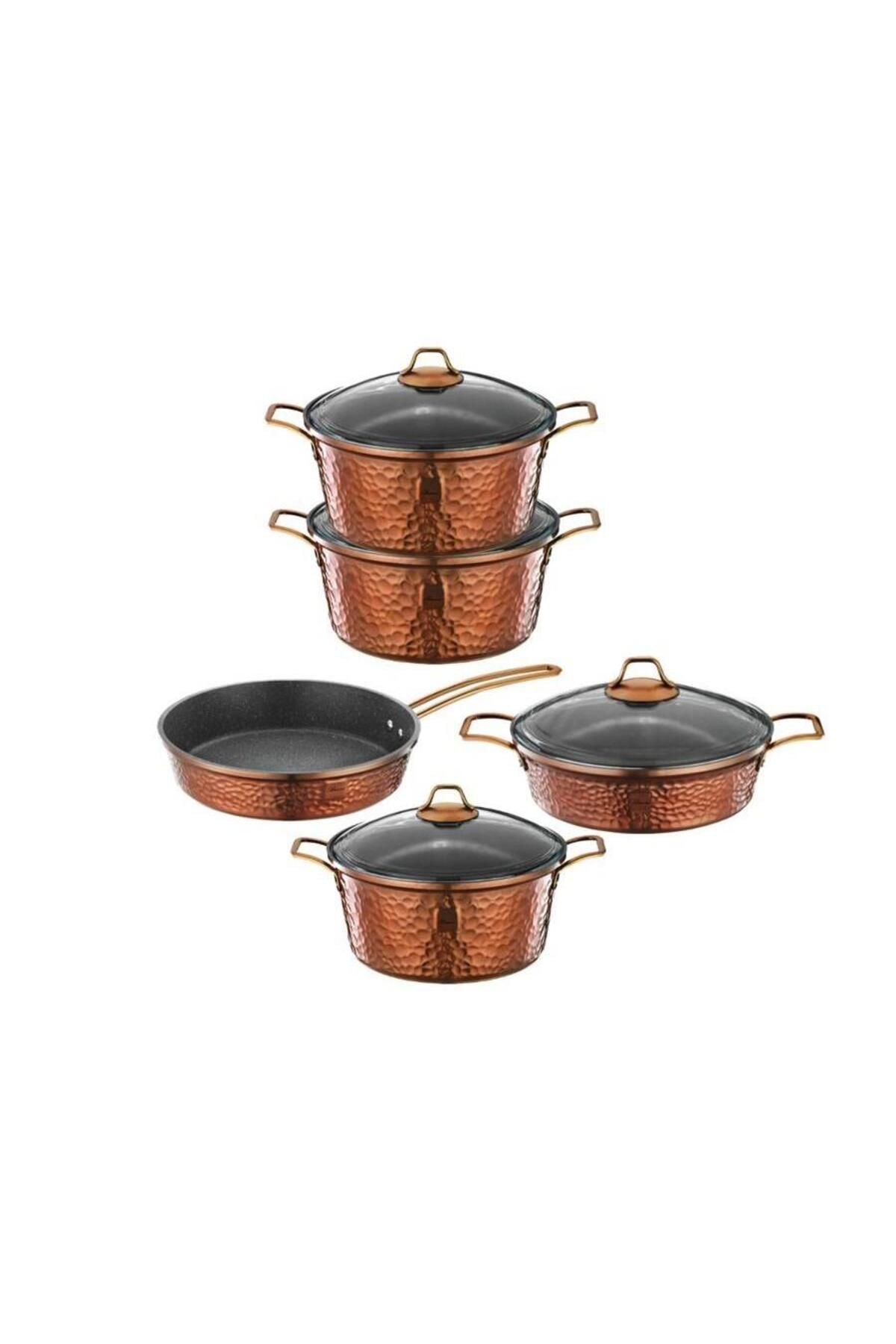 Brioni Copper 9 Parça Tencere Seti Bakır