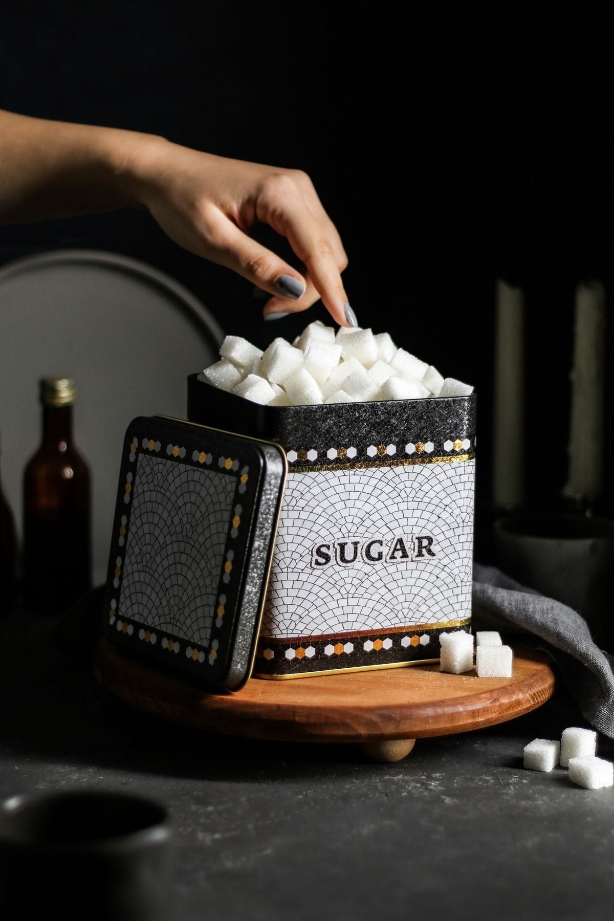 Er024-6d Mosaic Sugar Desenli Kare Metal Saklama Kabı 12x12 Cm