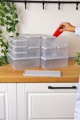 Derin Dondurucu Saklama Kabı 11'li Set (2 x 5 Lt + 6 x 2 Lt + 3 x 1 Lt), Gri