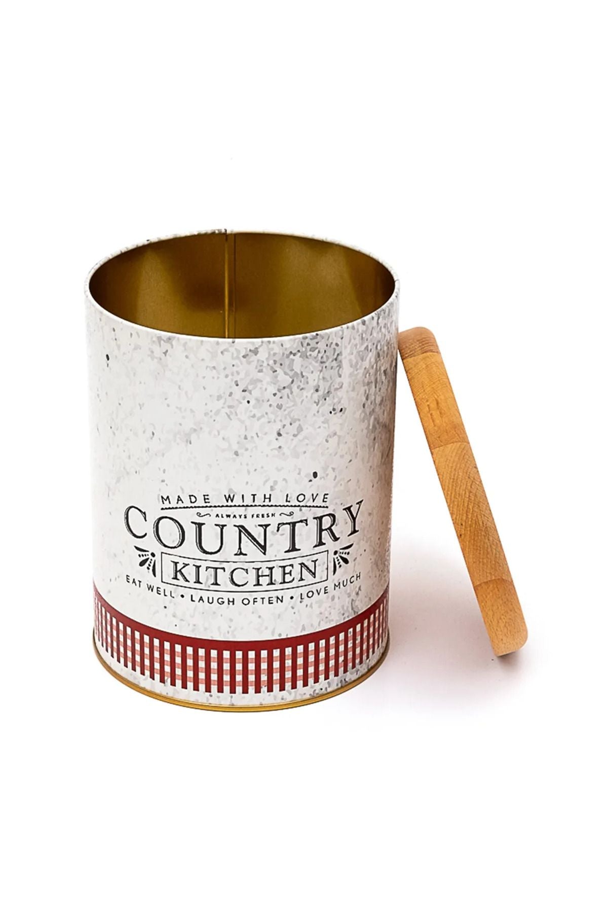 Er228-7o Country Kitchen Desenli Ahşap Kapaklı Yuvarlak Sarımsaklık 14 X 18 Cm