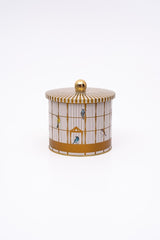 Bird Cage Desenli Yuvarlak Metal Saklama Kabı, Erzak Saklama Kabı - 14 Cm X 12,5 Cm Er142-t7