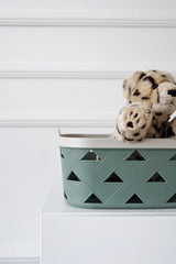 Deri Desenli Saklama ve Düzenleme Sepet Takımı (4'lü), Yeşil