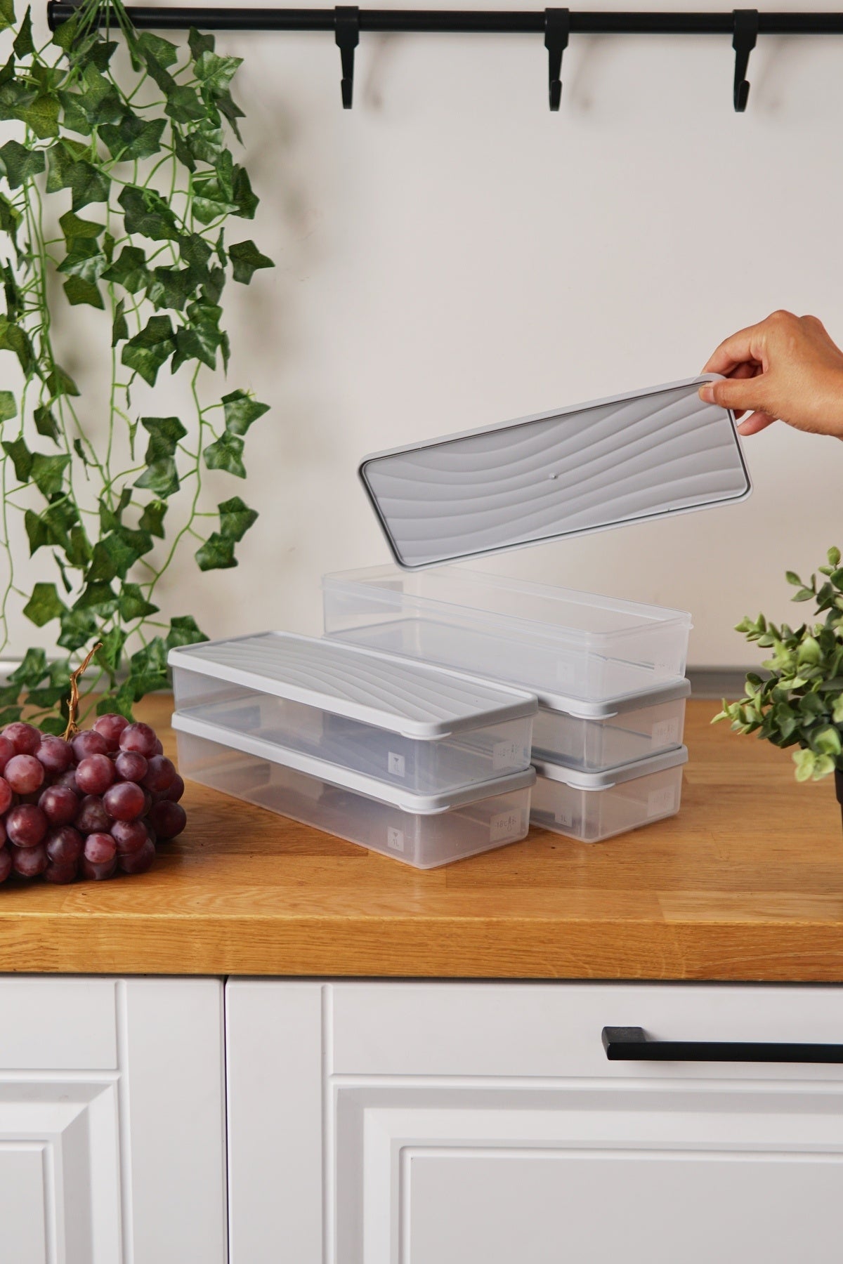 Derin Dondurucu Saklama Kabı 5'li Set (5 x 1 Lt), Gri