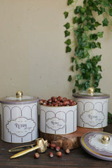 Retro Desenli Metal Saklama Kabı Seti - 3'lü Set (1,3 Lt - 1,7 Lt - 2,1 Lt) ERB30U6