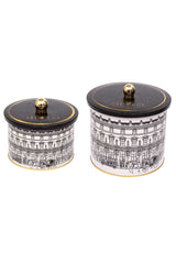 City Desenli Metal Saklama Kabı Seti - 2'li Set (1,3 Lt - 2,9 Lt) ERB53T9