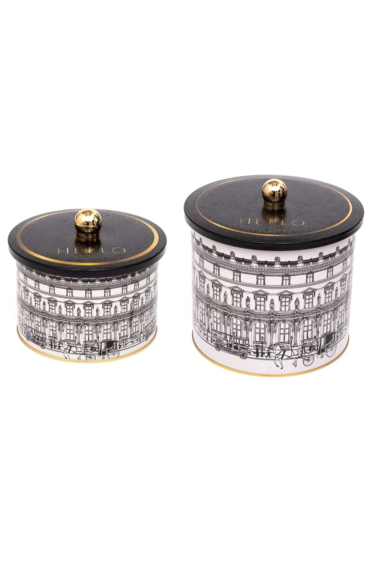 City Desenli Metal Saklama Kabı Seti - 2'li Set (1,3 Lt - 2,9 Lt) ERB53T9