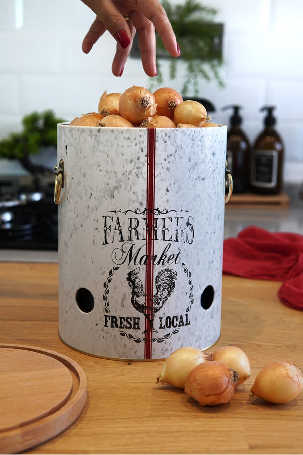 Evle Er226-6o Country Farmers Desenli Ahşap Kapaklı Patates - Soğanlık