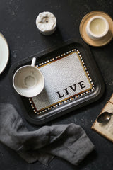 Mosaic Desenli Metal Tepsi - Çay Kahve Tepsisi - Sunum Tepsisi 23 Cm X 31 Cm Ee161-9d