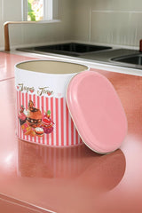 Ef004-e8 Sprinkles Sugar Time Desenli Oval Metal Saklama Kabı 11x15 Cm