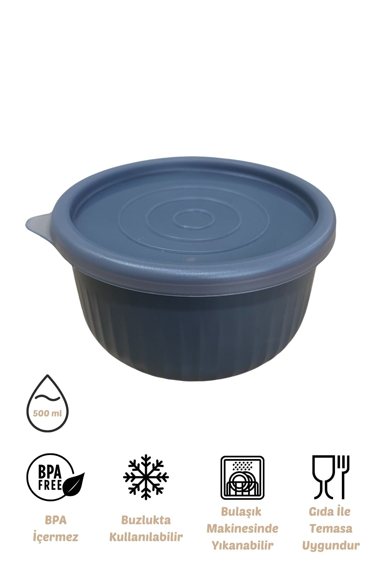 x VipAhmet Vakumlu Saklama Kabı, 0,50 lt, Antrasit