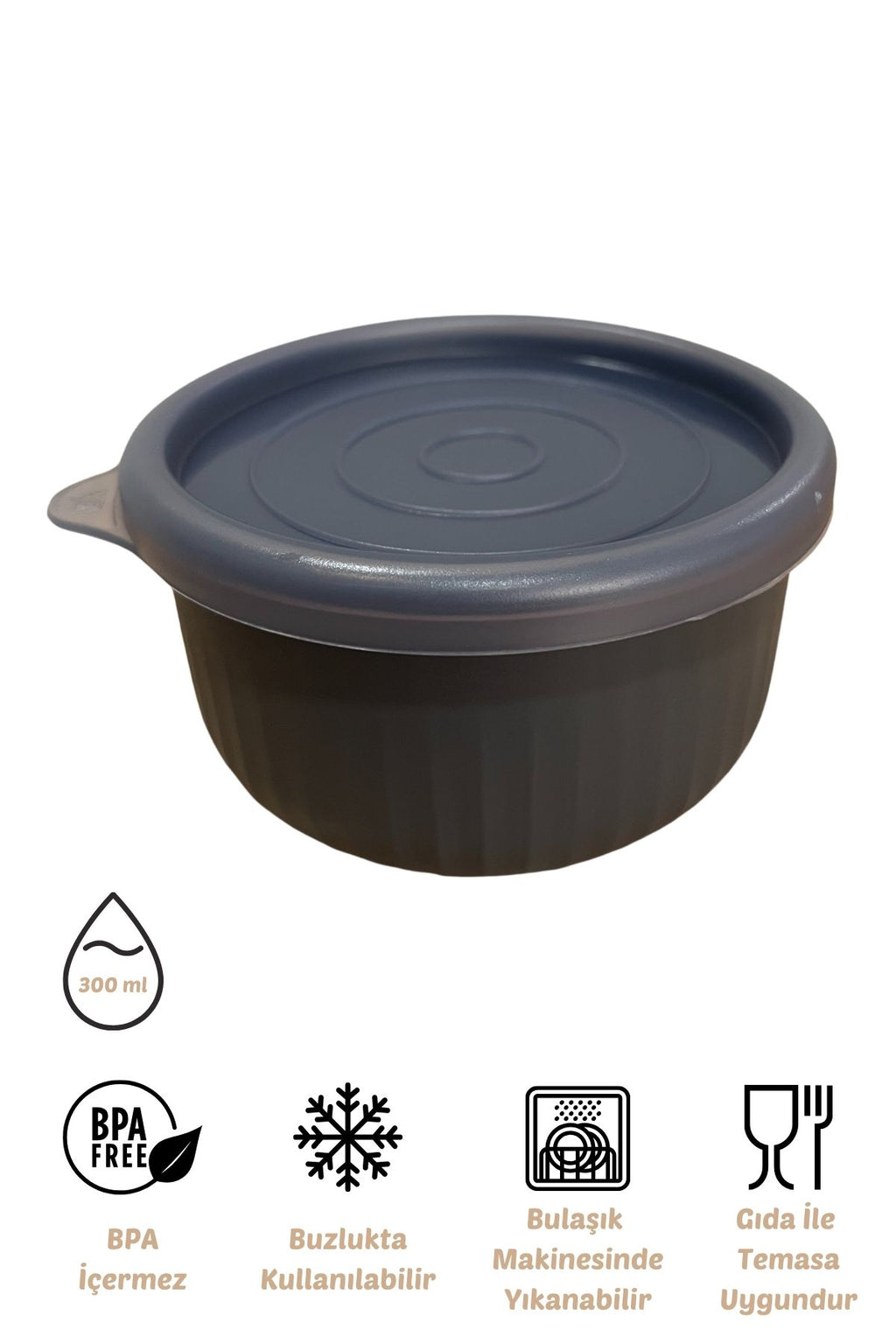 x VipAhmet Vakumlu Saklama Kabı, 0,30 lt, Antrasit