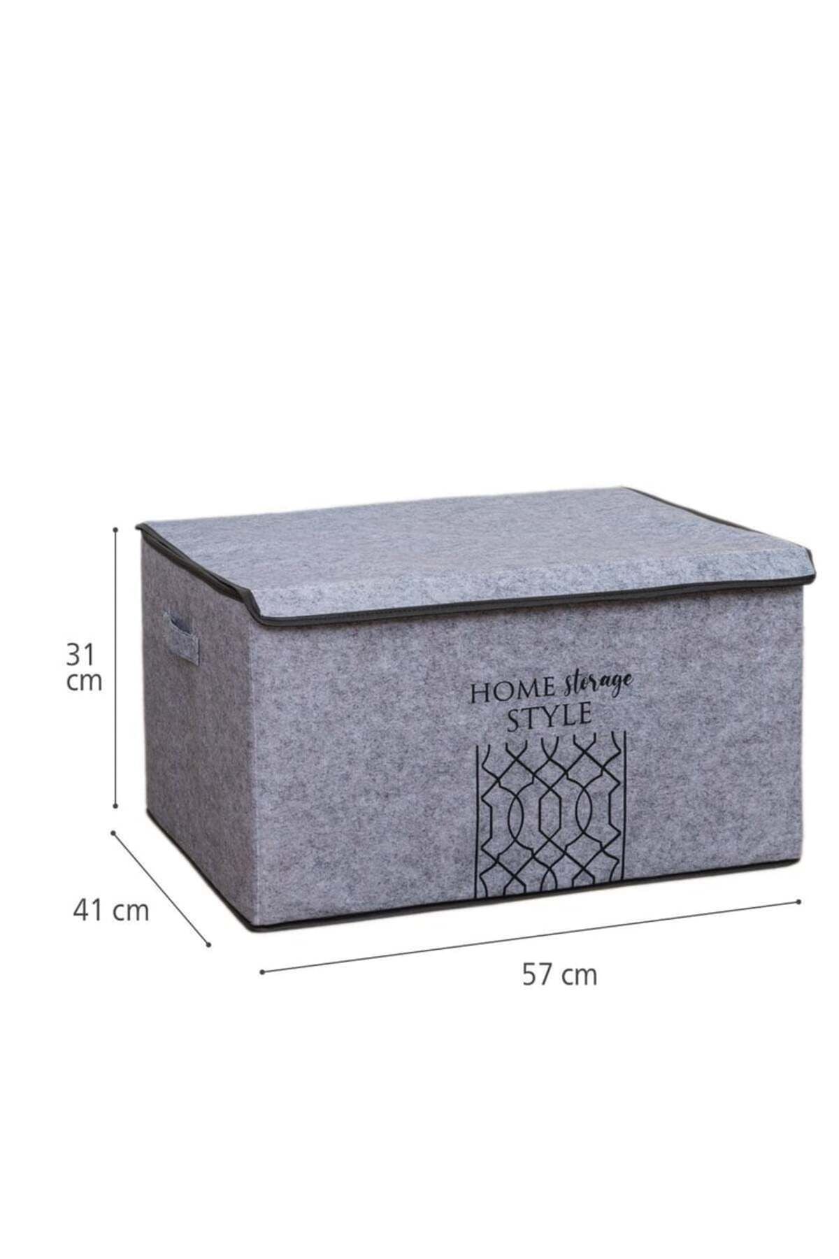 Mega Plus Gri Keçe Kapaklı Kutu, 57 x 41 x 31 cm